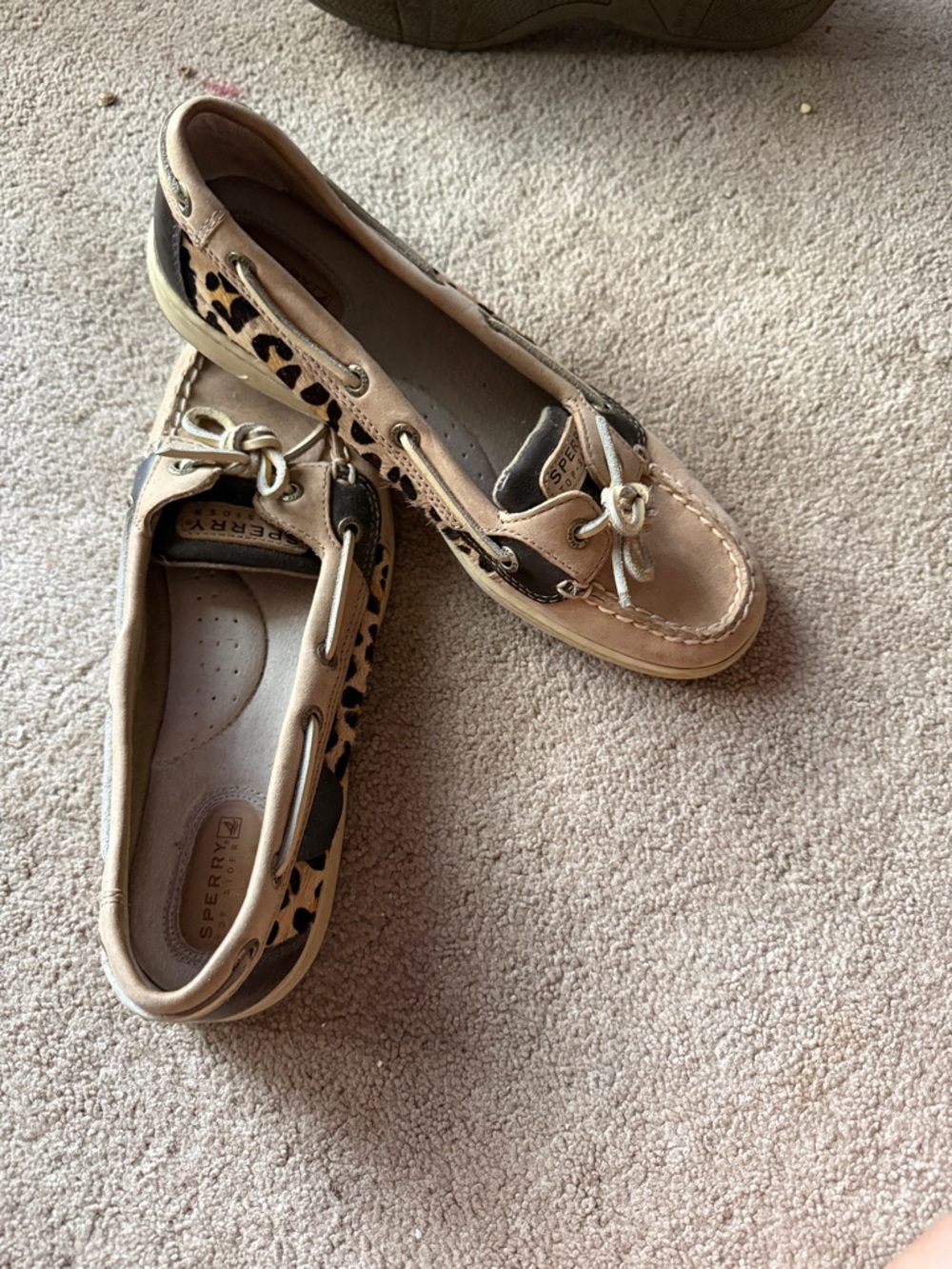 Sperry Tan and Leopard-Print Women's Moccasin Loafers